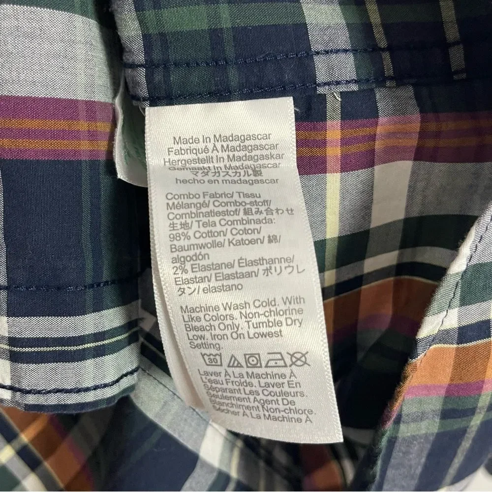 J.Crew Flex Washed Plaid Button Down Shirt Slim Untucked XL